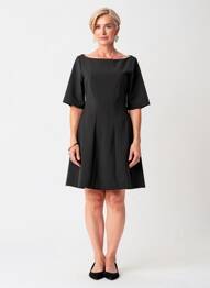 Robe courte manches 3/4 manches 3/4 noir QUATTRO femme