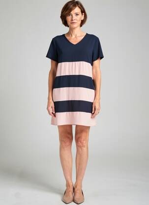 Robe courte coupe fluide manches courtes bleu QUATTRO femme
