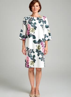 Robe courte manches 3/4 manches 3/4 beige QUATTRO femme