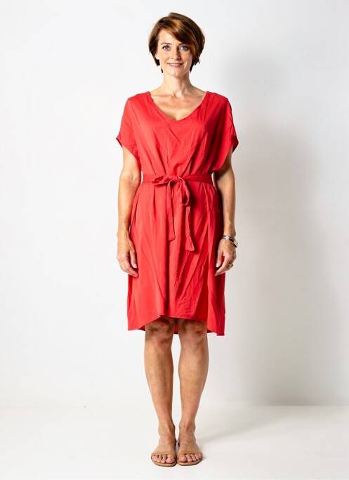 Robe courte manches courtes manches courtes rouge QUATTRO femme