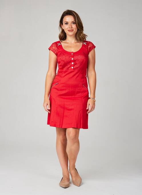 Robe courte sans manche sans manche rouge QUATTRO femme