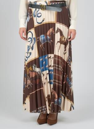 Jupe longue imprimé fantaisie marron LM LULU femme