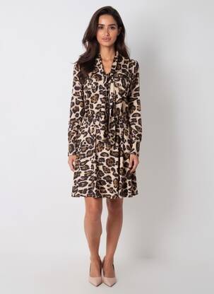 Robe courte manches 3/4 manches 3/4 beige K-DESIGN femme