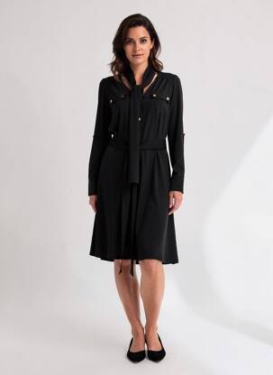 Robe mi-longue manches longues manches longues noir K-DESIGN femme
