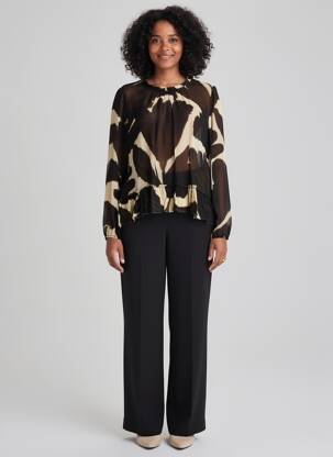 Blouse légère et transparente manches longues marron BEATE HEYMANN femme