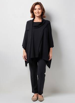 Pull tunique coupe forme déstructurée manches 3/4 noir SCORZZO femme
