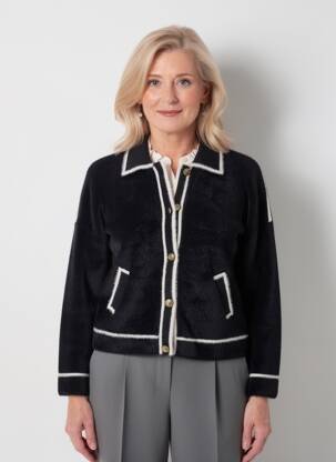Gilet manches longues maille maille poilu noir K-DESIGN femme