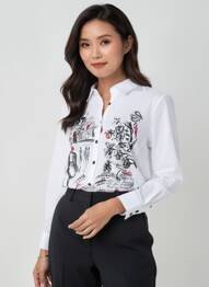 Chemisier coupe cintrée manches longues blanc DOLCEZZA femme