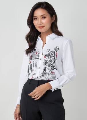 Chemisier coupe cintrée manches longues blanc DOLCEZZA femme