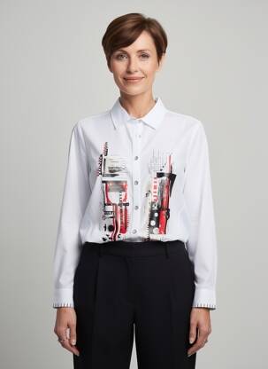 Chemisier coupe cintrée manches longues blanc DOLCEZZA femme