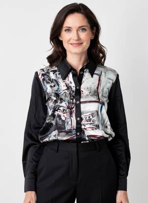 Chemisier coupe cintrée manches longues noir DOLCEZZA femme