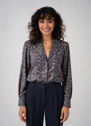 Chemisier coupe cintrée manches longues bleu SURKANA femme