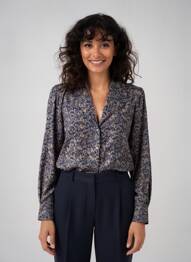 Chemisier coupe cintrée manches longues bleu SURKANA femme