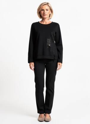 Sweat-shirt stretch manches longues noir DOLCEZZA femme