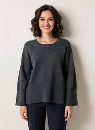 Pull tissage chiné manches longues gris EVA KAYAN femme