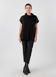 Pull tunique stretch manches courtes noir OZAI N KU femme