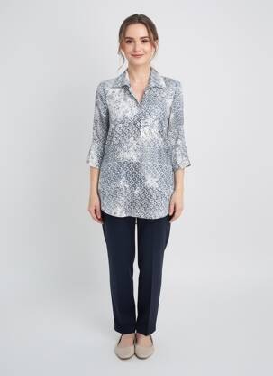 Tunique manches longues imprimé fantaisie bleu QUATTRO femme
