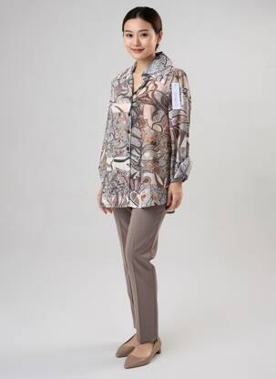 Tunique manches longues légère et transparente marron QUATTRO femme