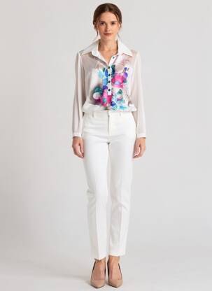 Blouse légère et transparente manches longues blanc QUATTRO femme