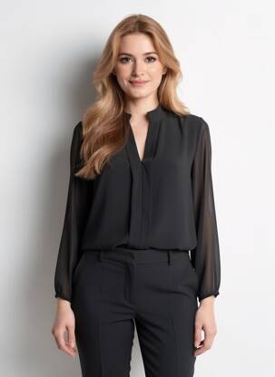 Blouse manches longues manches longues noir QUATTRO femme