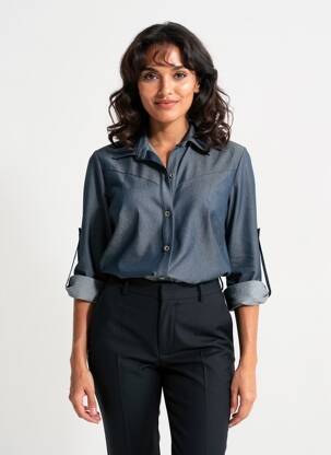 Chemisier coupe cintrée manches 3/4 bleu QUATTRO femme