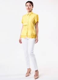 Chemisier manches courtes manches courtes jaune QUATTRO femme