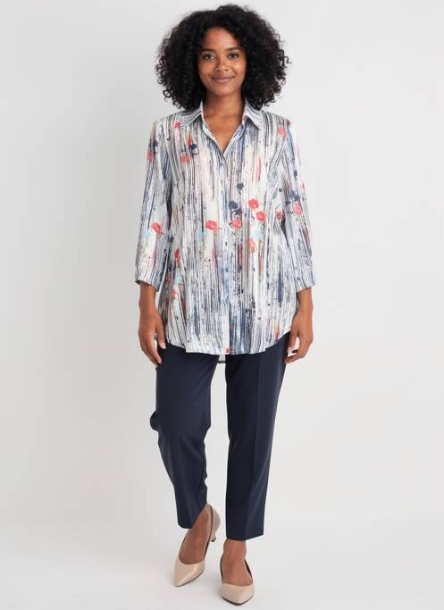 Tunique manches longues col chemisier bleu QUATTRO femme