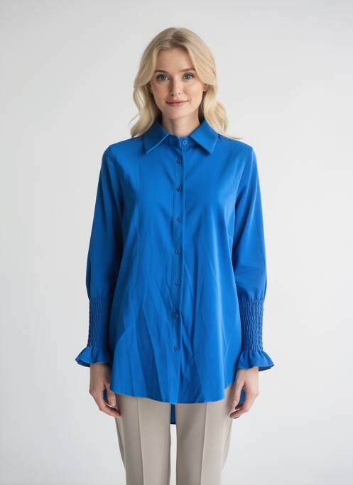 Tunique manches longues col chemisier bleu QUATTRO femme