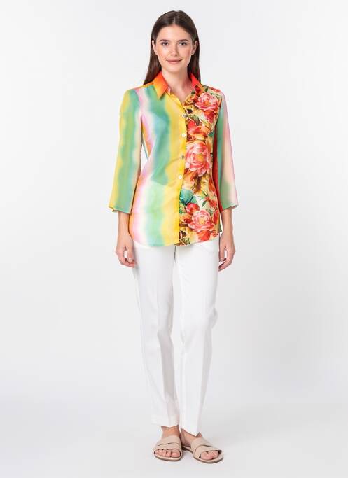 Chemisier imprimé fleurs manches 3/4 orange QUATTRO femme