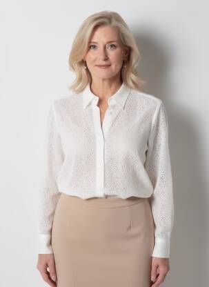 Chemisier coupe droite manches longues blanc QUATTRO femme
