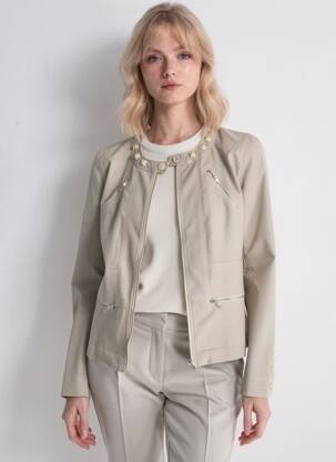 Veste casual col rond beige QUATTRO femme