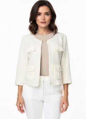 Veste casual col rond beige QUATTRO femme