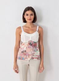 Top imprimé fantaisie fines bretelles blanc QUATTRO femme