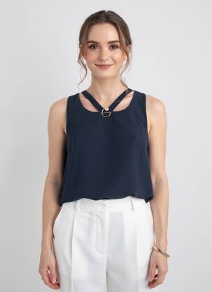 Top fines bretelles fines bretelles bleu QUATTRO femme