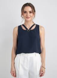 Top fines bretelles fines bretelles bleu QUATTRO femme