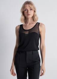Top coupe cintrée sans manche noir QUATTRO femme