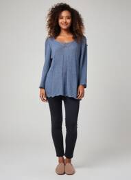 Pull coupe cintrée manches longues bleu QUATTRO femme