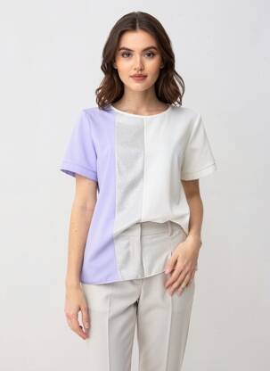 Top imprimé fantaisie manches courtes violet QUATTRO femme