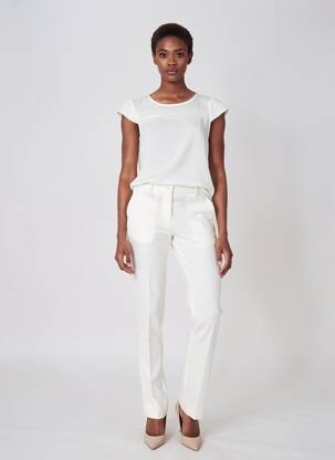Blouse col rond manches courtes blanc QUATTRO femme