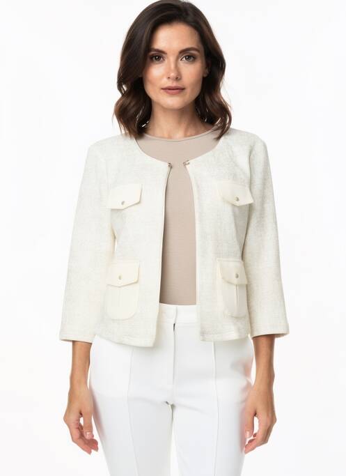 Veste casual col rond beige QUATTRO femme
