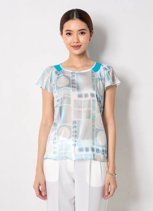 Top imprimé fantaisie manches courtes bleu QUATTRO femme