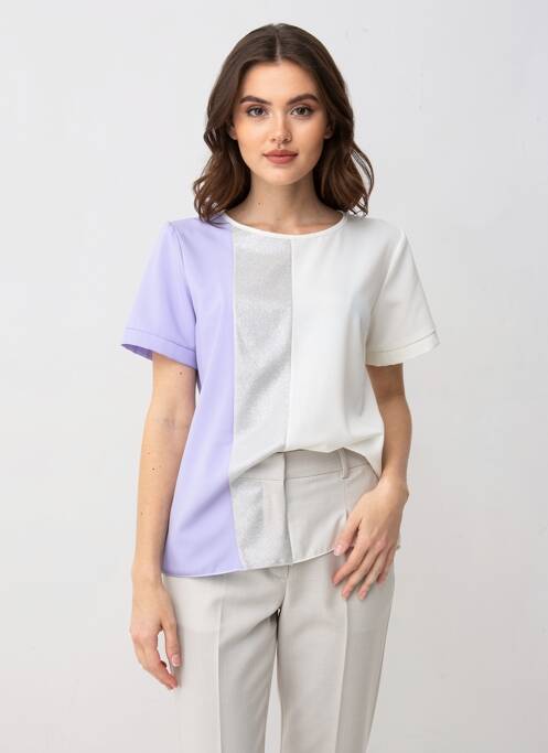 Top imprimé fantaisie manches courtes violet QUATTRO femme