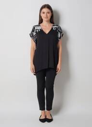 Tunique manches courtes col v noir QUATTRO femme