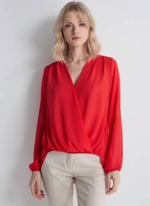 Blouse manches longues manches longues rouge QUATTRO femme