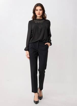 Blouse col rond manches longues noir QUATTRO femme