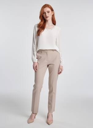 Blouse col rond manches longues blanc QUATTRO femme