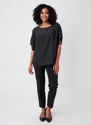 Tunique manches courtes col rond noir QUATTRO femme