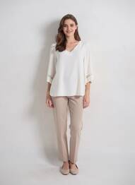 Top col v manches 3/4 blanc QUATTRO femme