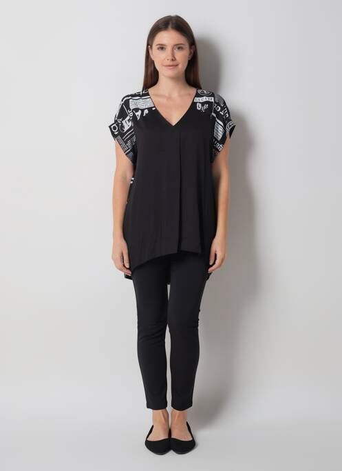 Tunique manches courtes col v noir QUATTRO femme