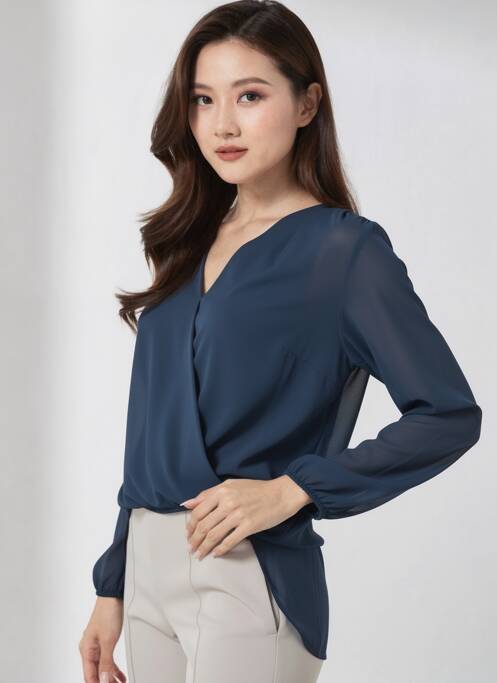 Blouse manches longues manches longues bleu QUATTRO femme